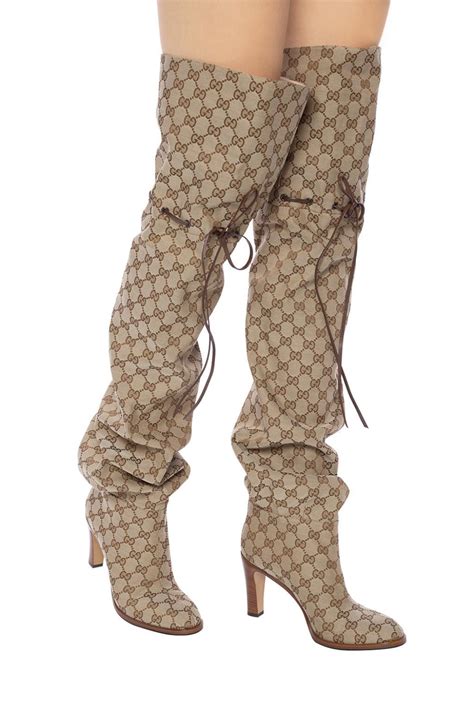 white gucci boots women's|Gucci monogram thigh high boots.